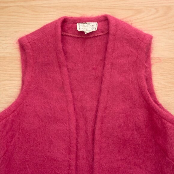 Andrew Stewart Vintage Mohair/Wool Open Front Vest, Made in Scotland, Pink - Picture 2 of 6